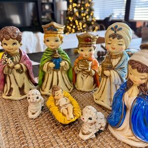 Vintage Mid Century Josef Original Nativity Set w/ Baby Jesus